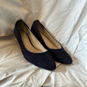 Navy Suede wedge kitten heel - 8